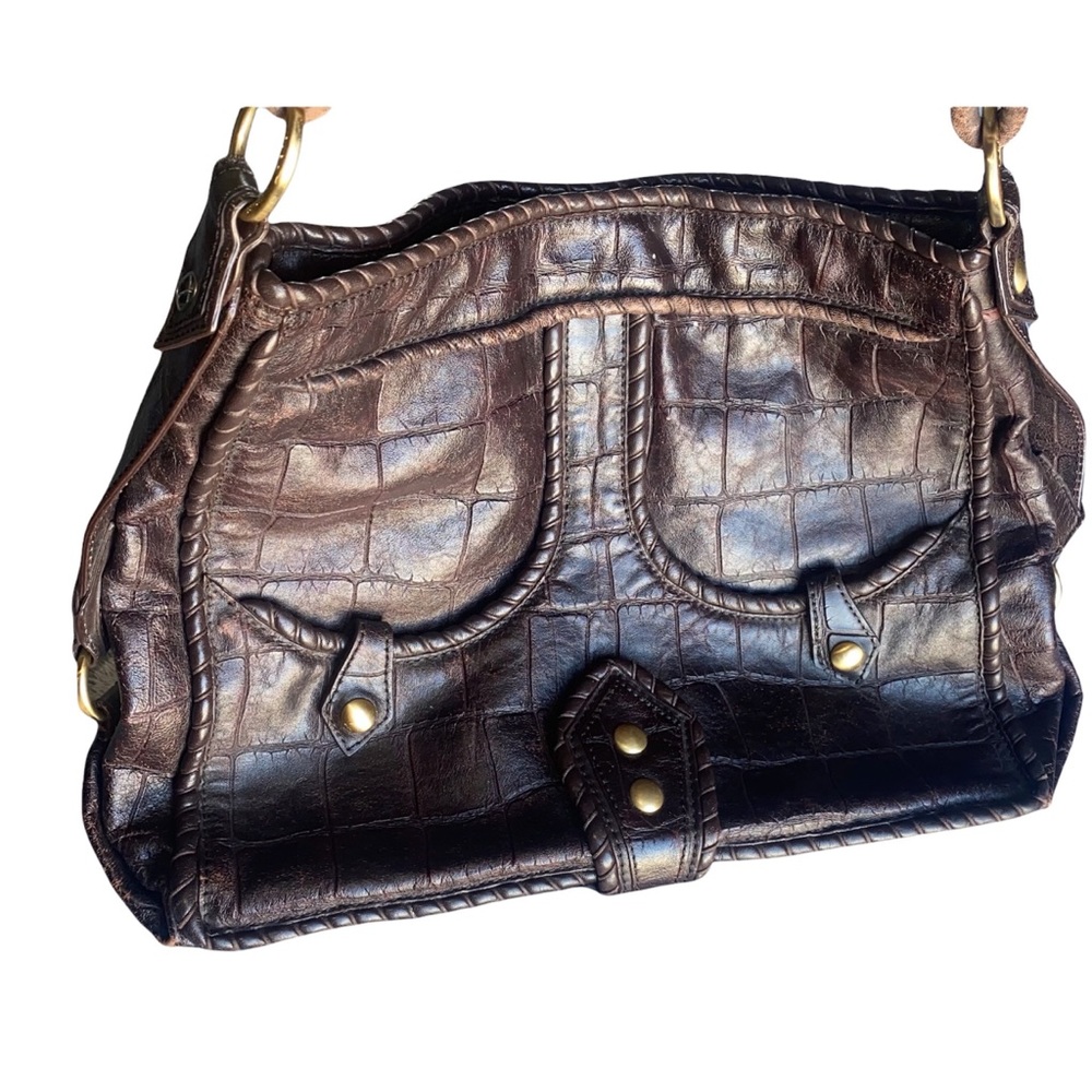 Isabella Fiore Croc Large Leather Tote/Purse/Bag/Satchel